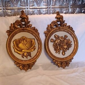 Elegant Gold Floral Wall Decor Set Vintage Dart Made In The USA